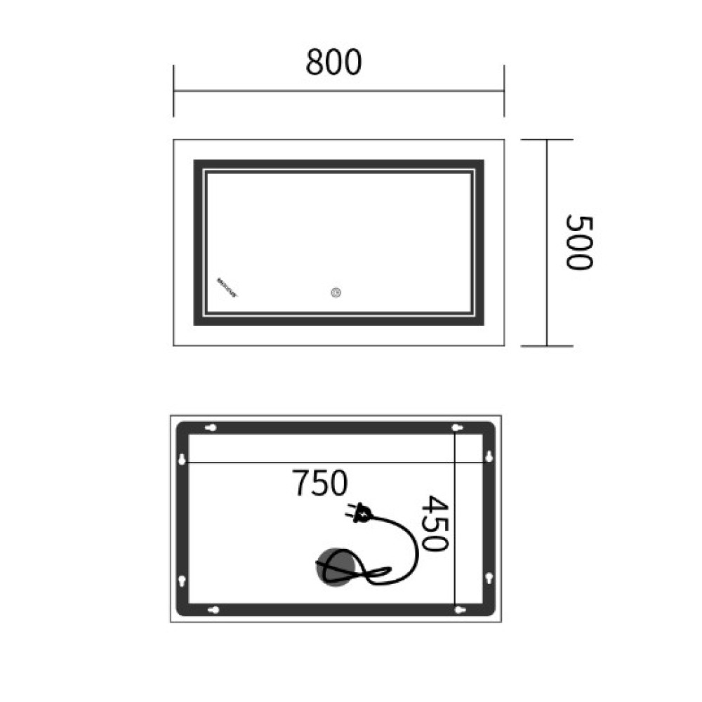 Дзеркало Mixxus Premium QUADRO MR20-50x80-REVERSE (LED Touch, Anti-fog) (MP6620)