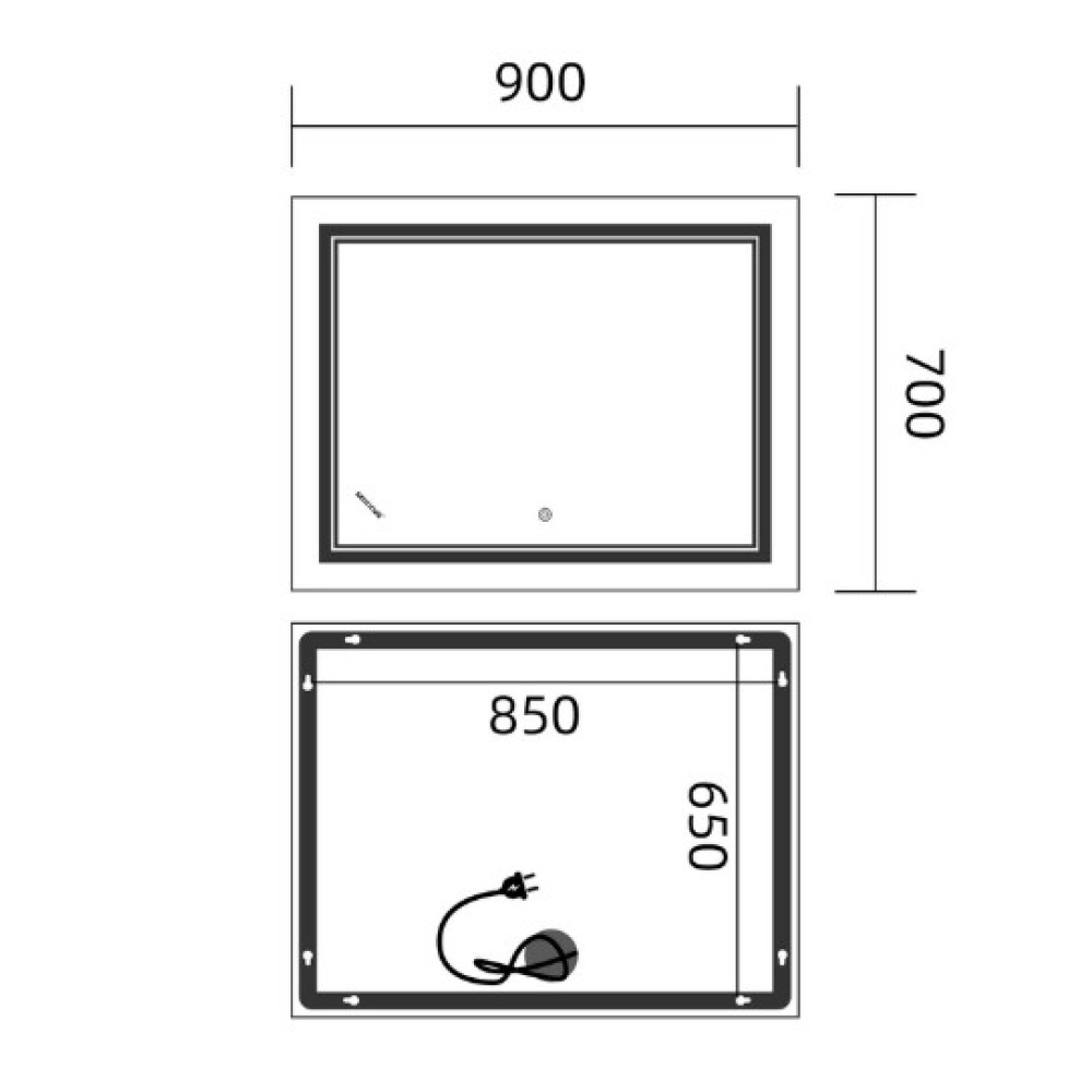 Дзеркало Mixxus Premium QUADRO MR20-90x70-REVERSE (LED Touch, Anti-fog) (MP6621)