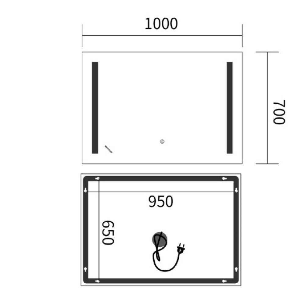 Дзеркало Mixxus Premium LINES MR18-100x70-REVERSE (LED Touch, Anti-fog) (MP6627)