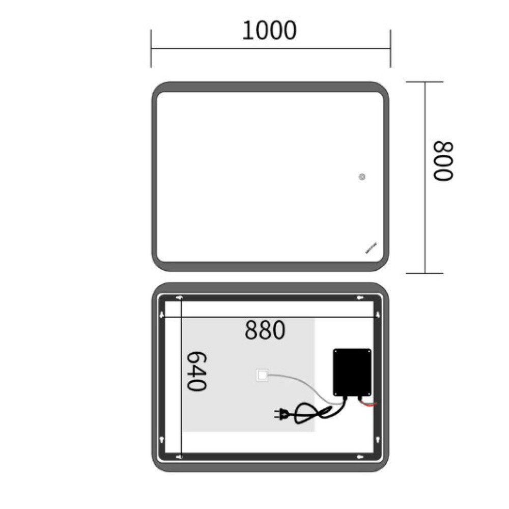 Дзеркало Mixxus Premium OLIVARY MR19-100x80-REVERSE (LED Touch, Anti-fog (3-6,5kK)) (MP6629)