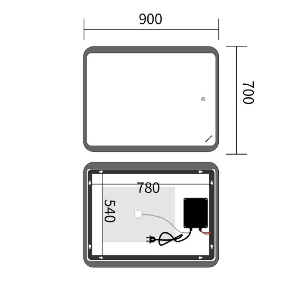 Дзеркало Mixxus Premium OLIVARY MR19-90x70-REVERSE (LED Touch, Anti-fog (3-6,5kK)) (MP6630)
