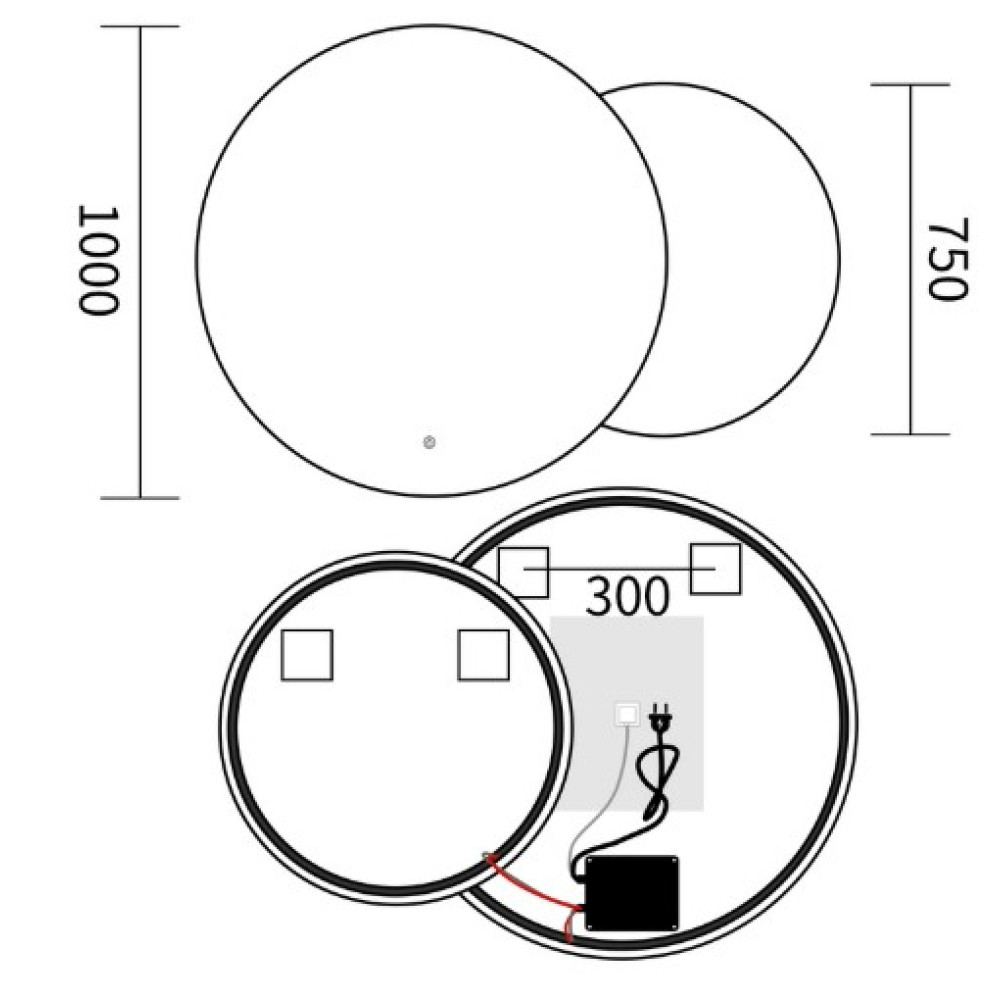 Дзеркало Mixxus Premium TOPPER MC01-100x75 (LED Touch, Anti-fog (3-6,5kK) (MP6631)