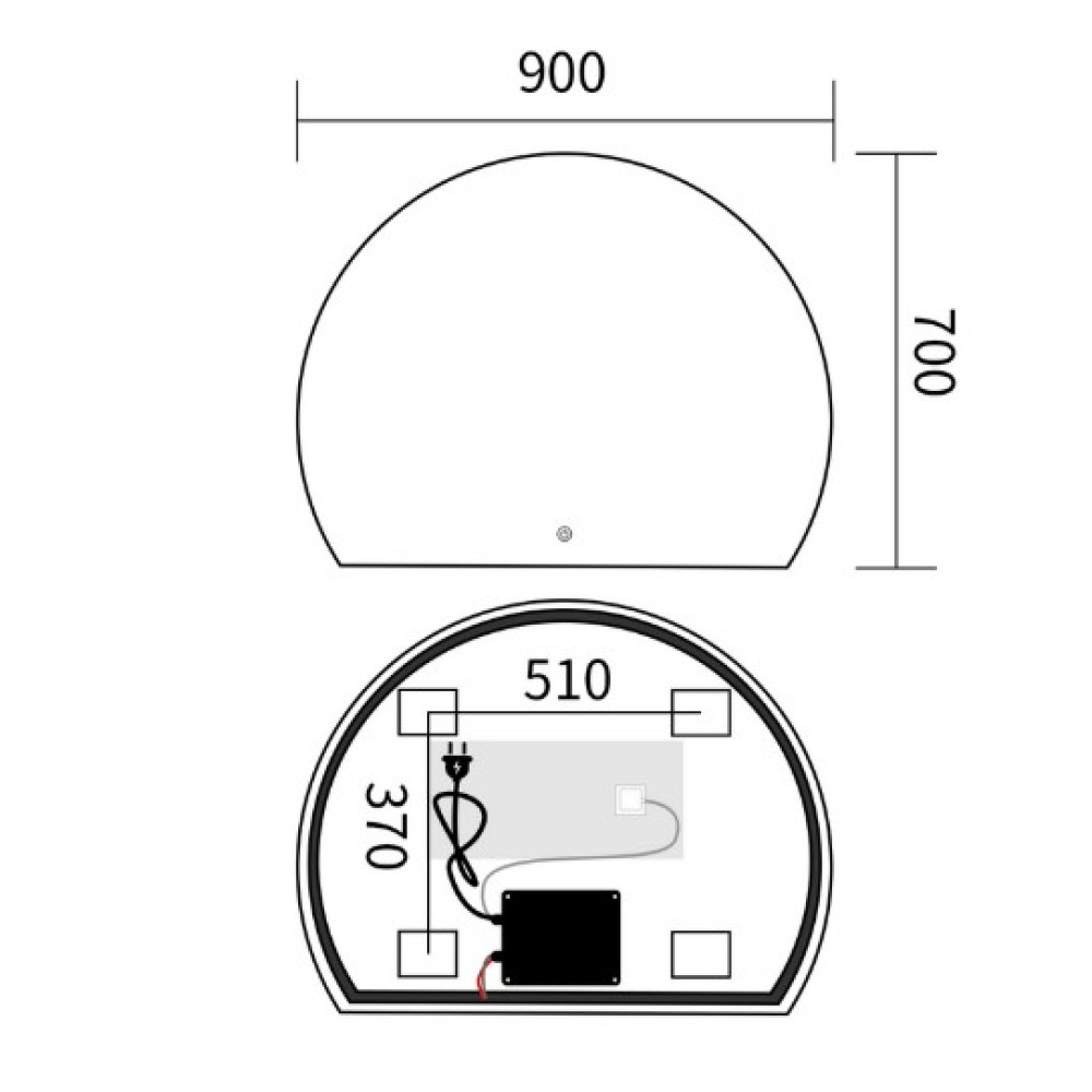 Дзеркало Mixxus Premium TOPPER MS01-90x70-REVERSE (LED Touch, Anti-fog (3-6,5kK)) (MP6632)