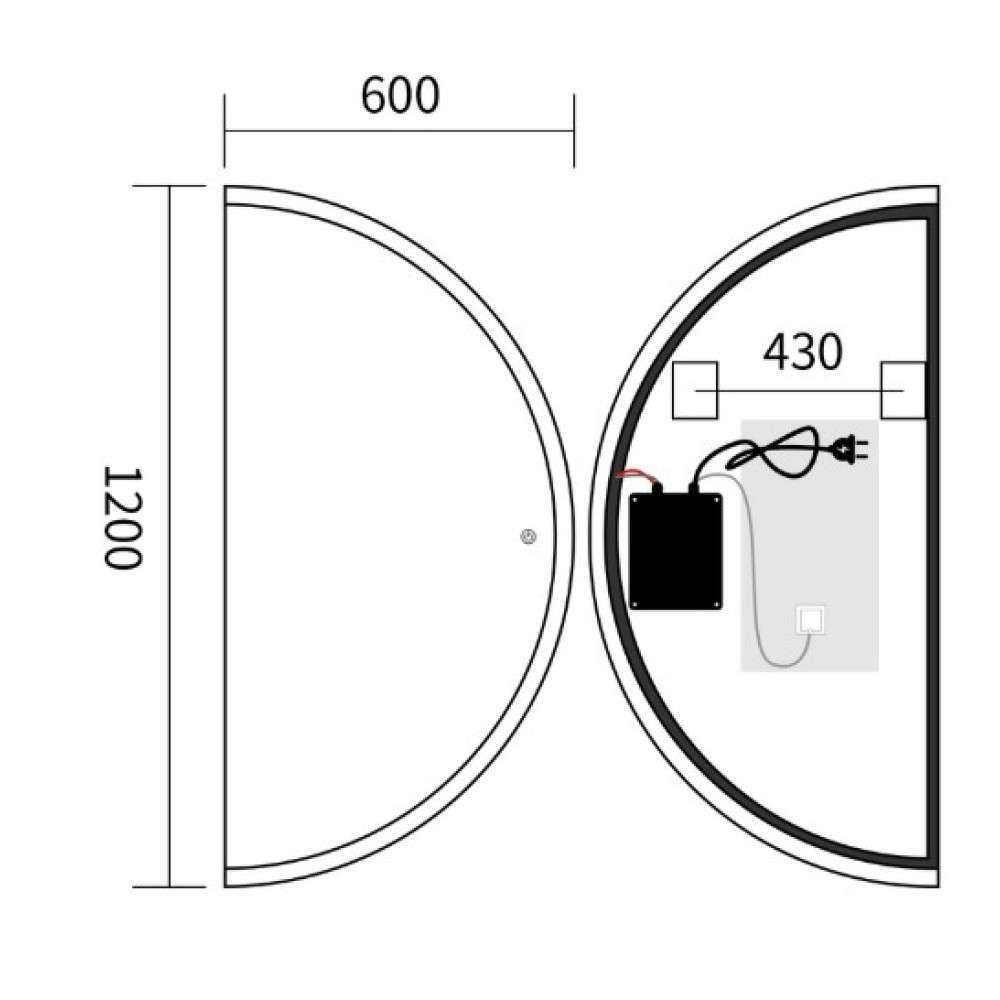 Зеркало Mixxus Premium TOPPER MS03-60x120 (LED Touch, Anti-fog (3-6,5kK)) (MP6635)