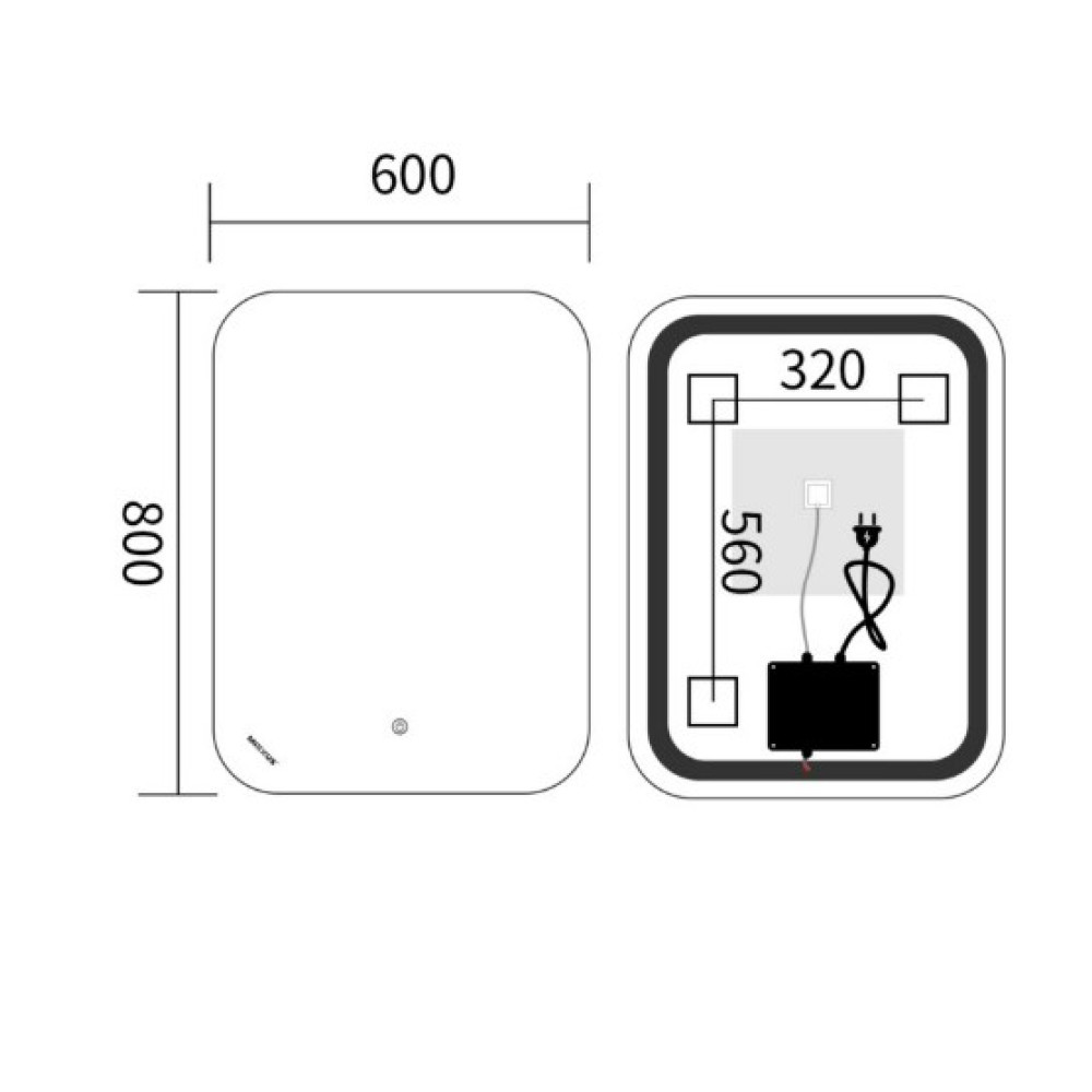 Дзеркало Mixxus Premium DIVERSE MR15-80x60-REVERSE (LED Touch, Anti-fog (3-6,5kK)) (MP6638)