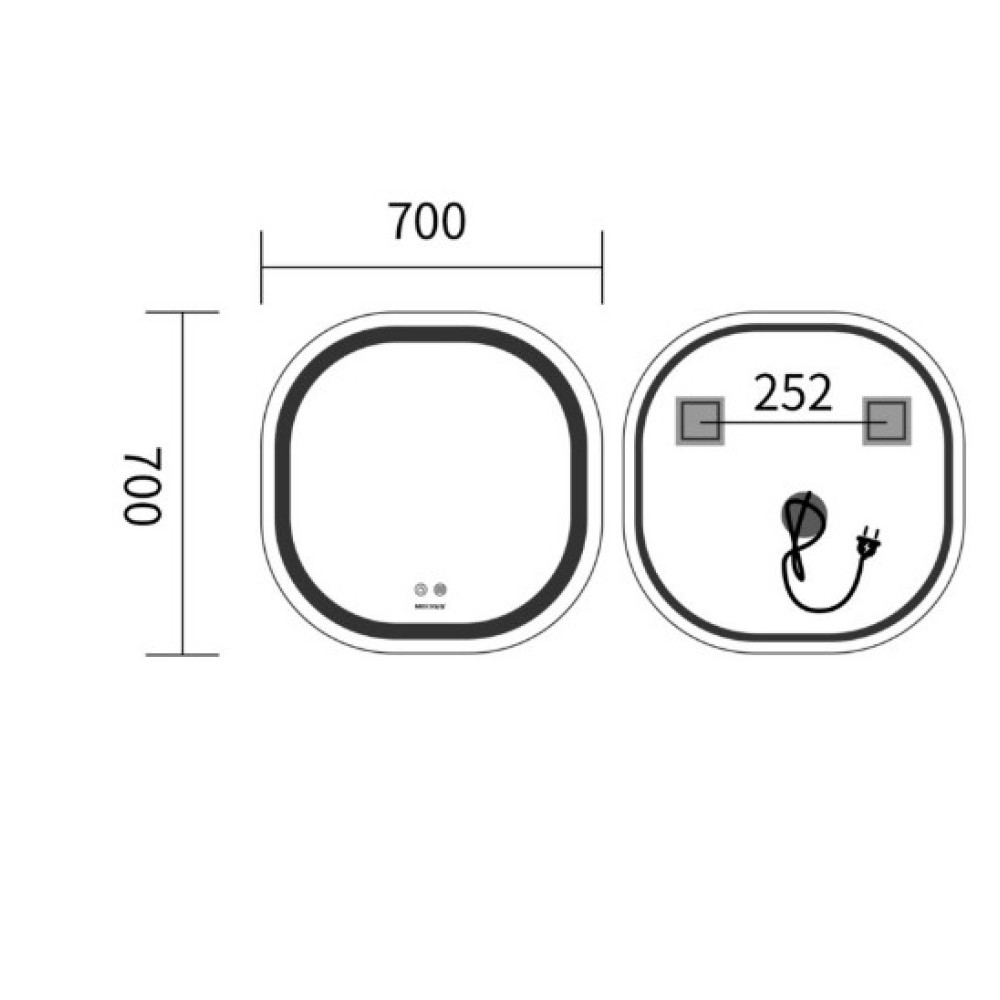 Зеркало Mixxus Premium DIVERSE MR16-70x70 (LED Touch, Anti-fog (3-6,5kK)) (MP6640)