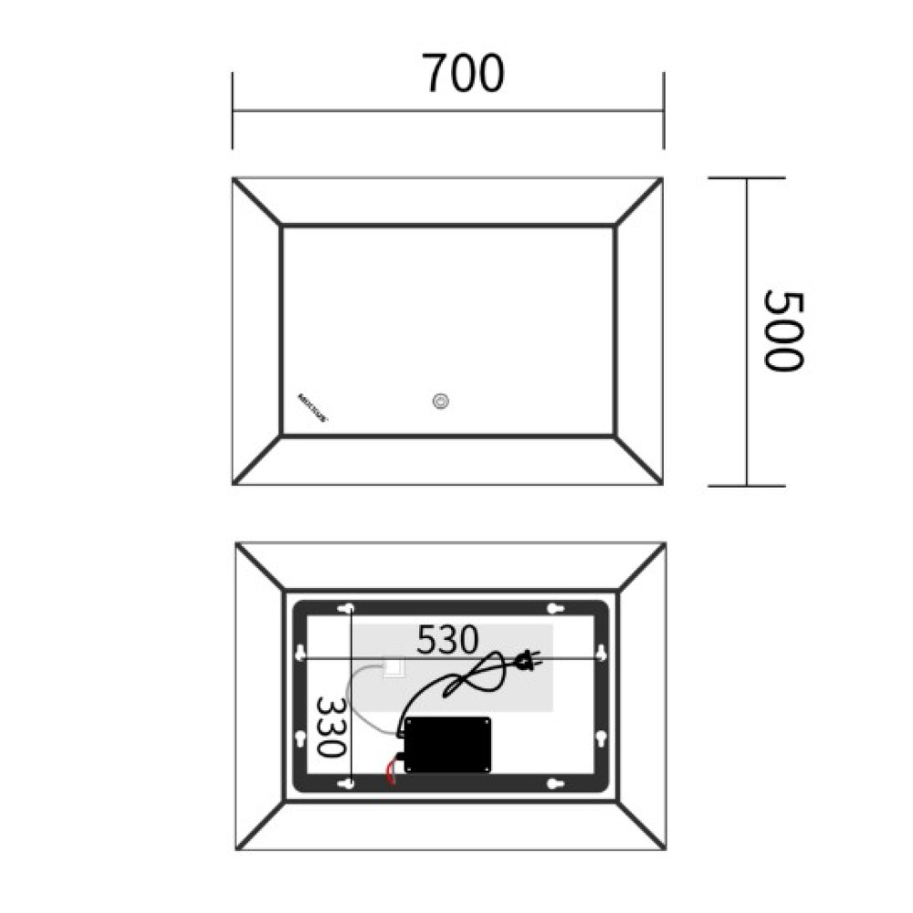 Зеркало Mixxus Premium CUBIC MR14-70x50-REVERSE (LED Touch, Anti-fog) (MP6647)
