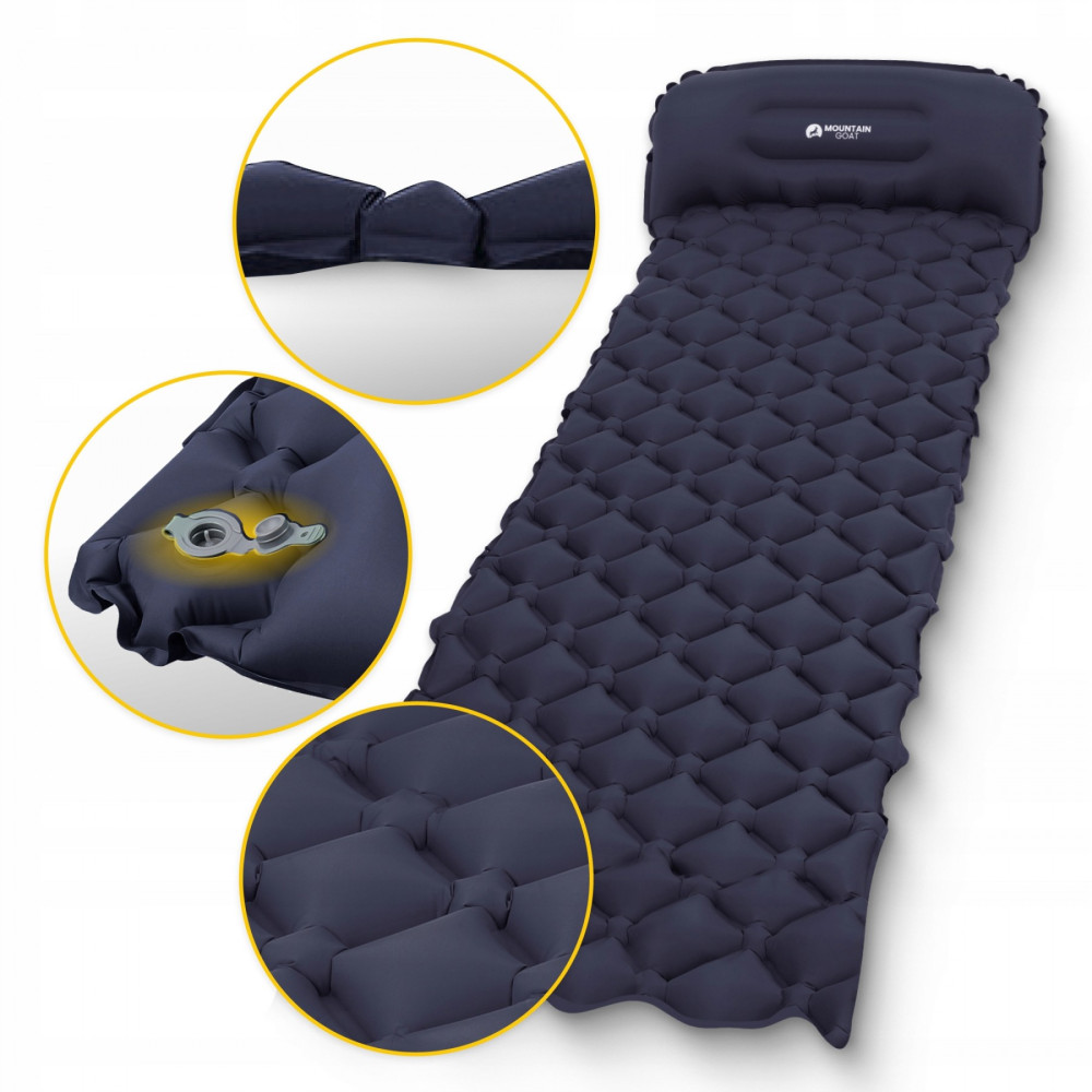 Надувний килимок (каремат) Mountain Goat 190 x 58 x 5 см MG0012 Navy Blue (P-5905973400893)