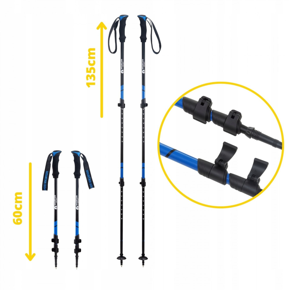 Трекінгові палиці Mountain Goat Peak+ 60-135 см MG0005 Black/Blue (P-5907739318268)