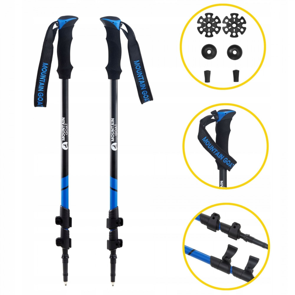 Трекінгові палиці Mountain Goat Peak+ 60-135 см MG0005 Black/Blue (P-5907739318268)