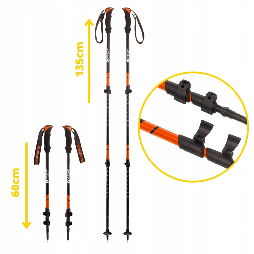 Трекінгові палиці Mountain Goat Peak+ 60-135 см MG0006 Black/Orange (P-5907739318275)