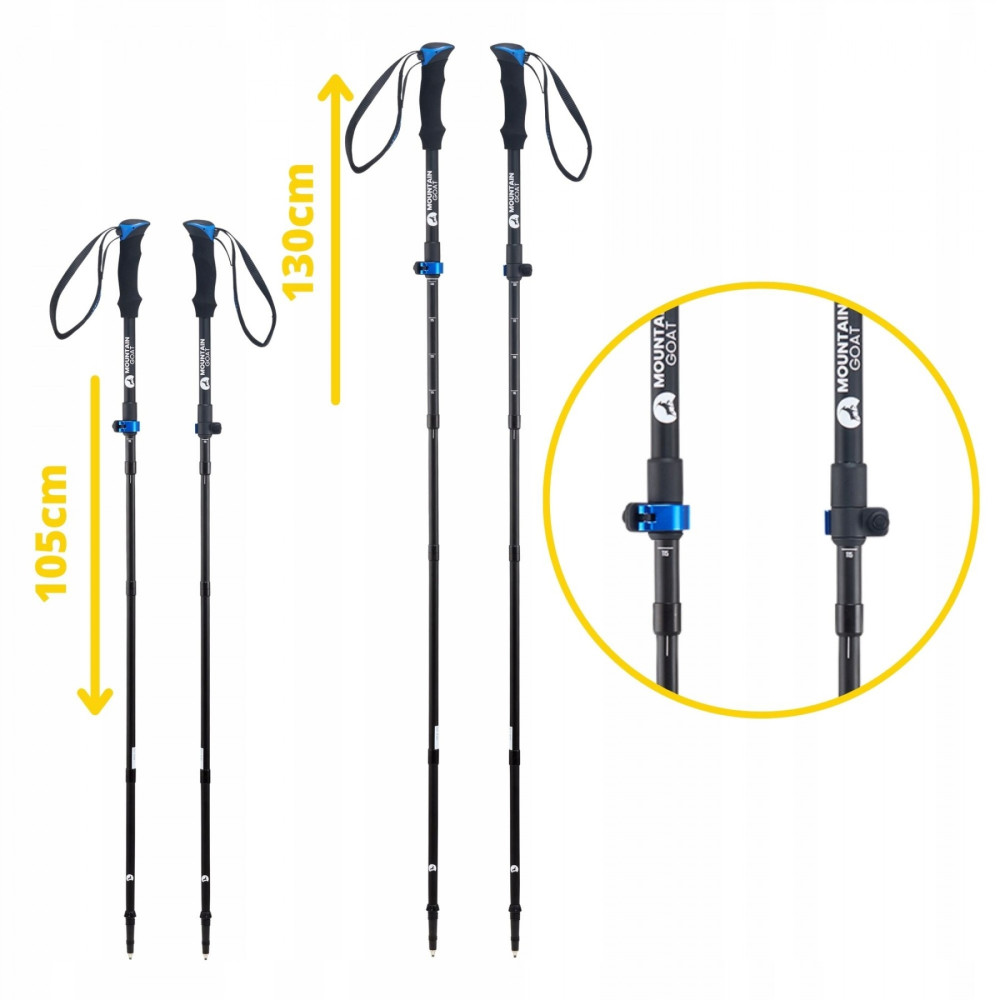 Трекінгові палиці Mountain Goat Pro+ 43-130 см MG0007 Black/Blue (P-5907739318244)