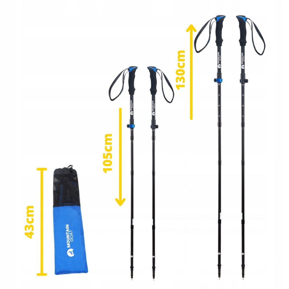 Трекінгові палиці Mountain Goat Pro+ 43-130 см MG0007 Black/Blue (P-5907739318244)