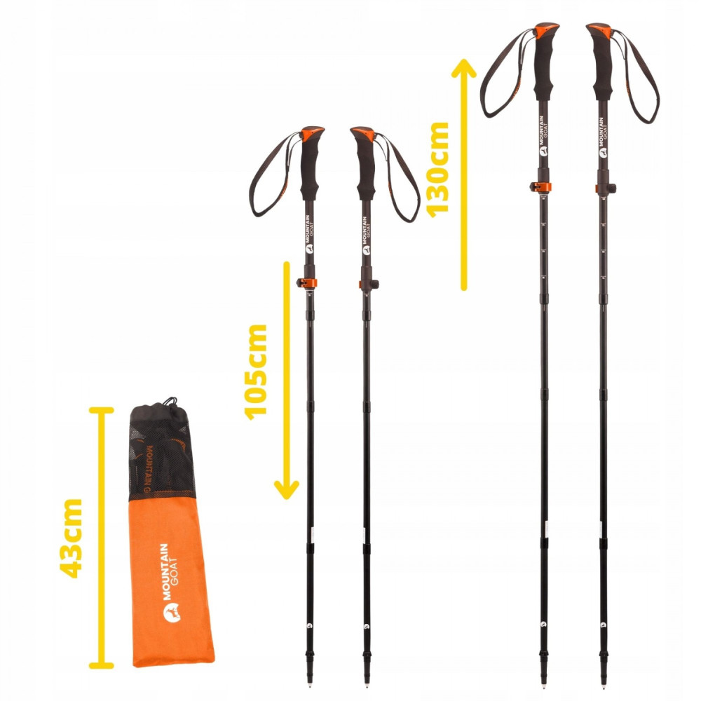 Трекінгові палиці Mountain Goat Pro+ 43-130 см MG0008 Black/Orange (P-5907739318251)