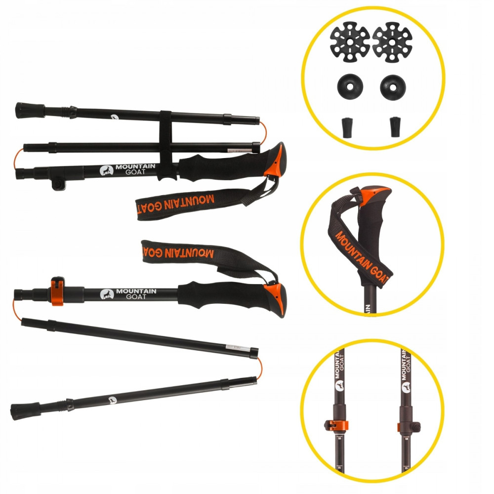 Трекінгові палиці Mountain Goat Pro+ 43-130 см MG0008 Black/Orange (P-5907739318251)