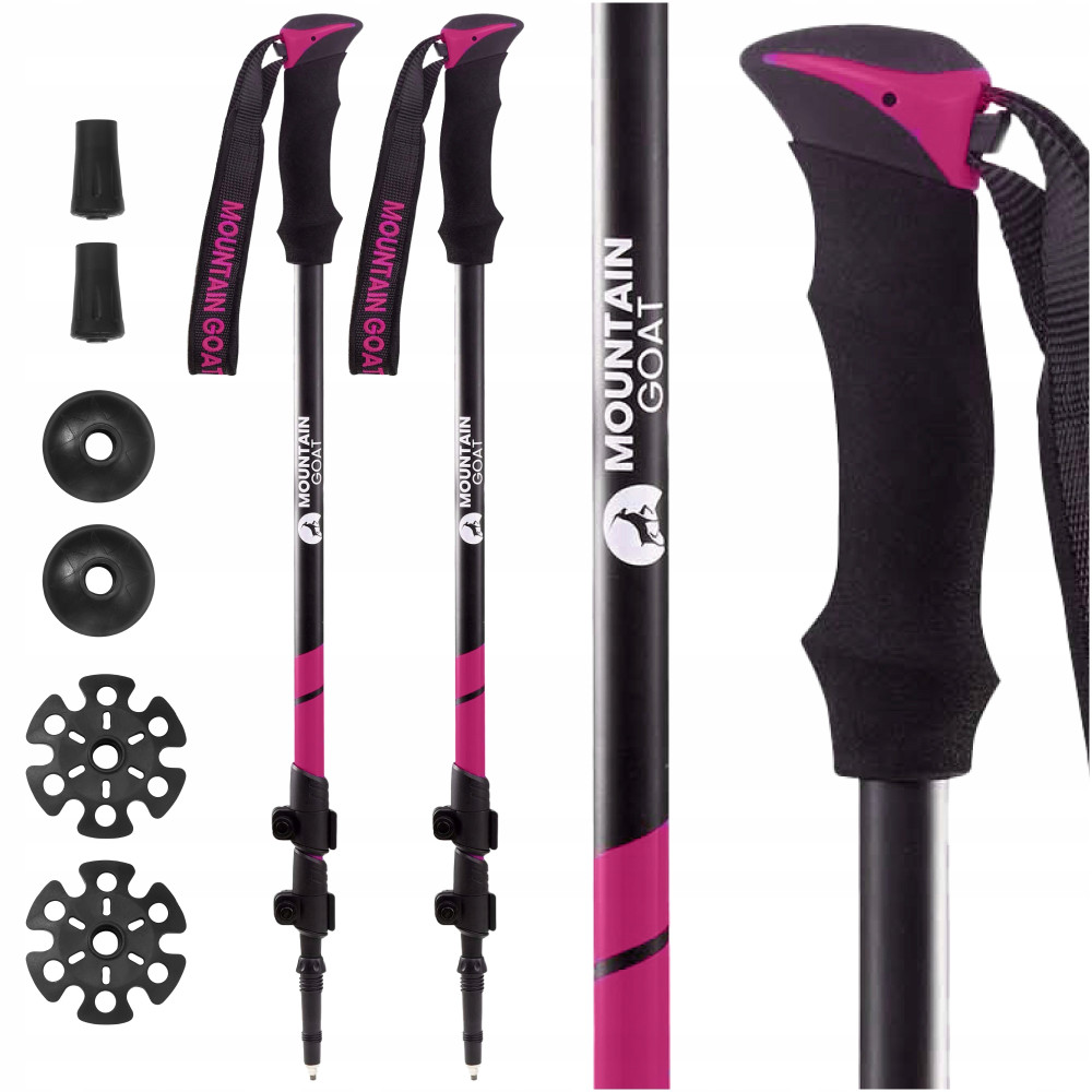Трекінгові палиці Mountain Goat Peak+ 65-135 см Black/Pink (P-5905973404648)