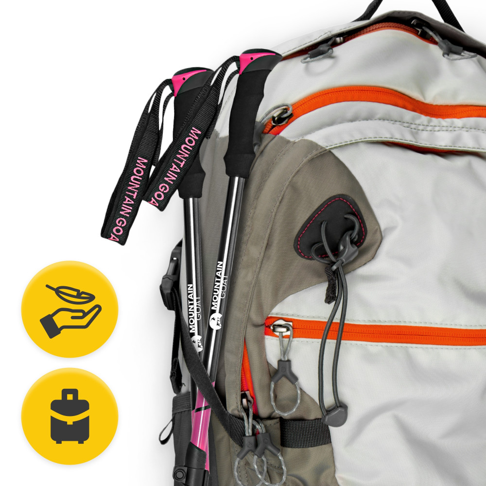 Трекінгові палиці Mountain Goat Peak+ 65-135 см Black/Pink (P-5905973404648)