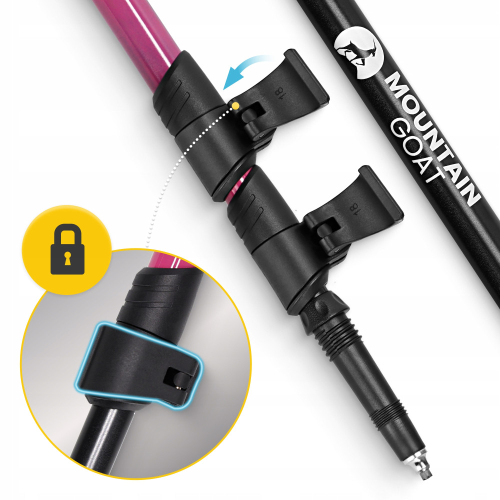 Трекінгові палиці Mountain Goat Peak+ 65-135 см Black/Pink (P-5905973404648)