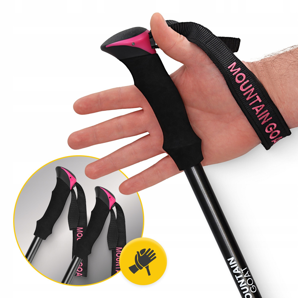 Трекінгові палиці Mountain Goat Peak+ 65-135 см Black/Pink (P-5905973404648)