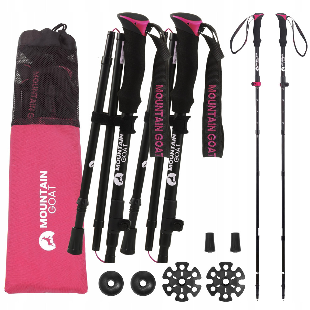 Трекінгові палиці Mountain Goat Pro+ 43-130 см Black/Pink (P-5905973404662)