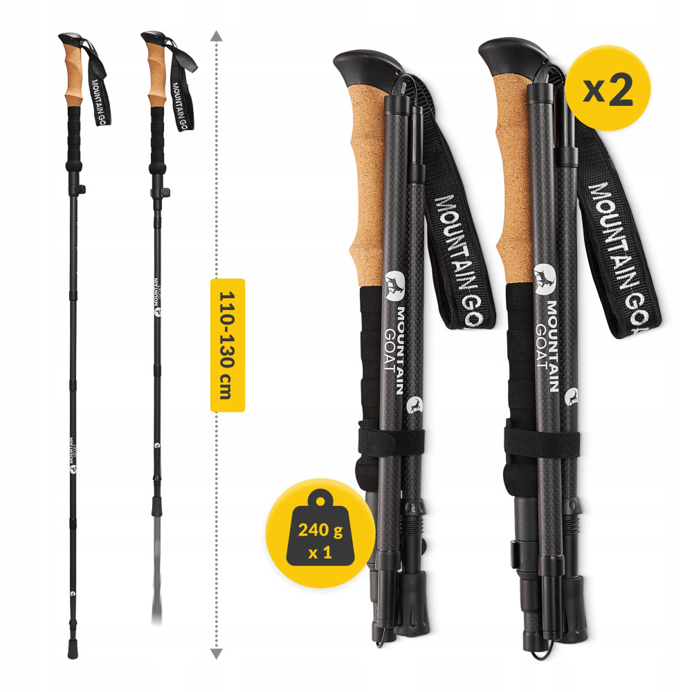 Трекинговые палки Mountain Goat Active 38-130 см Black (P-5905973404679)