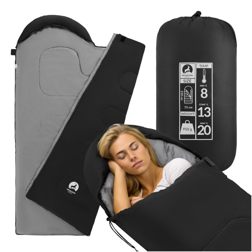 Спальный мешок (спальник) одеяло Mountain Goat Standard 2 в 1 MG0014 8 ...+20°C R Black/Grey (P-5905973400954)
