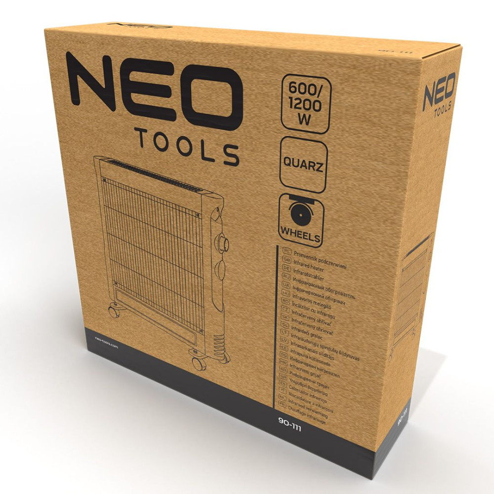 Инфракрасный обогреватель Neo Tools 1200 Вт, площадь обогрева 12 кв.м., Черный (90-111)