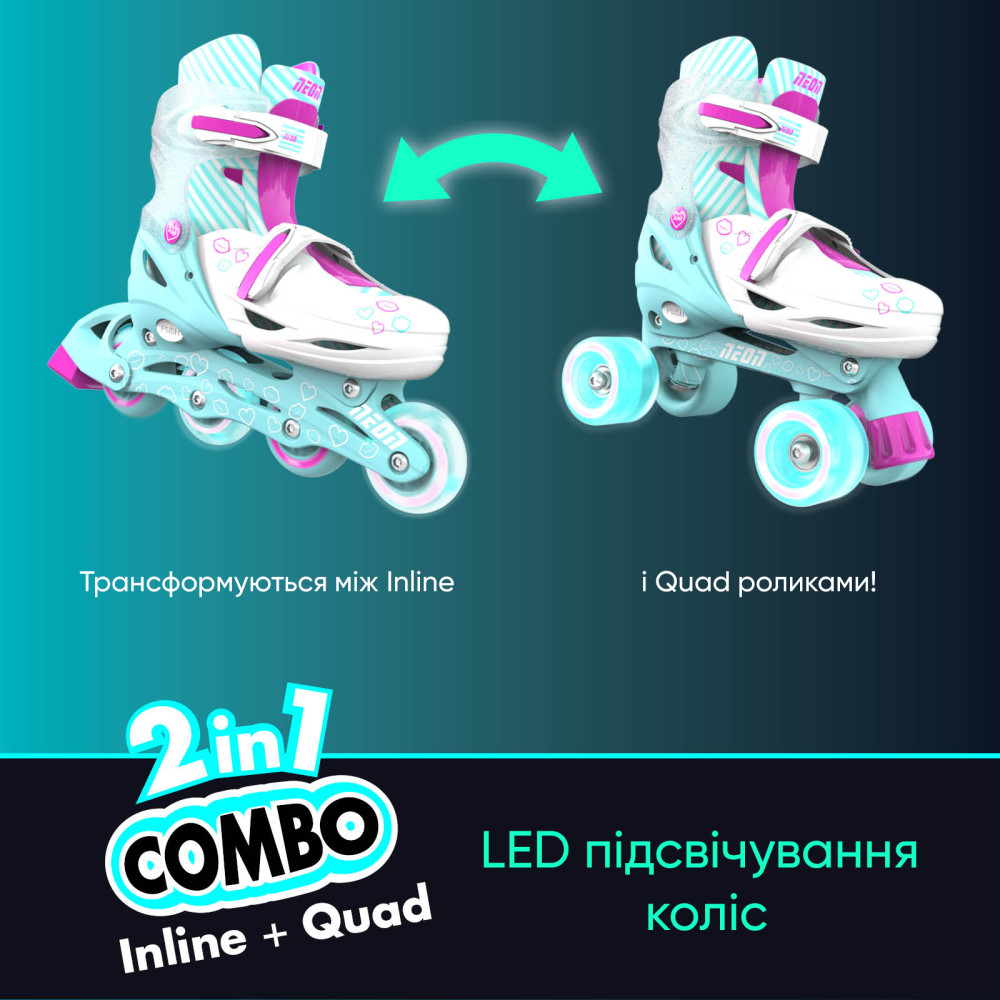 Дитячі ролики NEON Combo Skates бірюзовий NT09T4