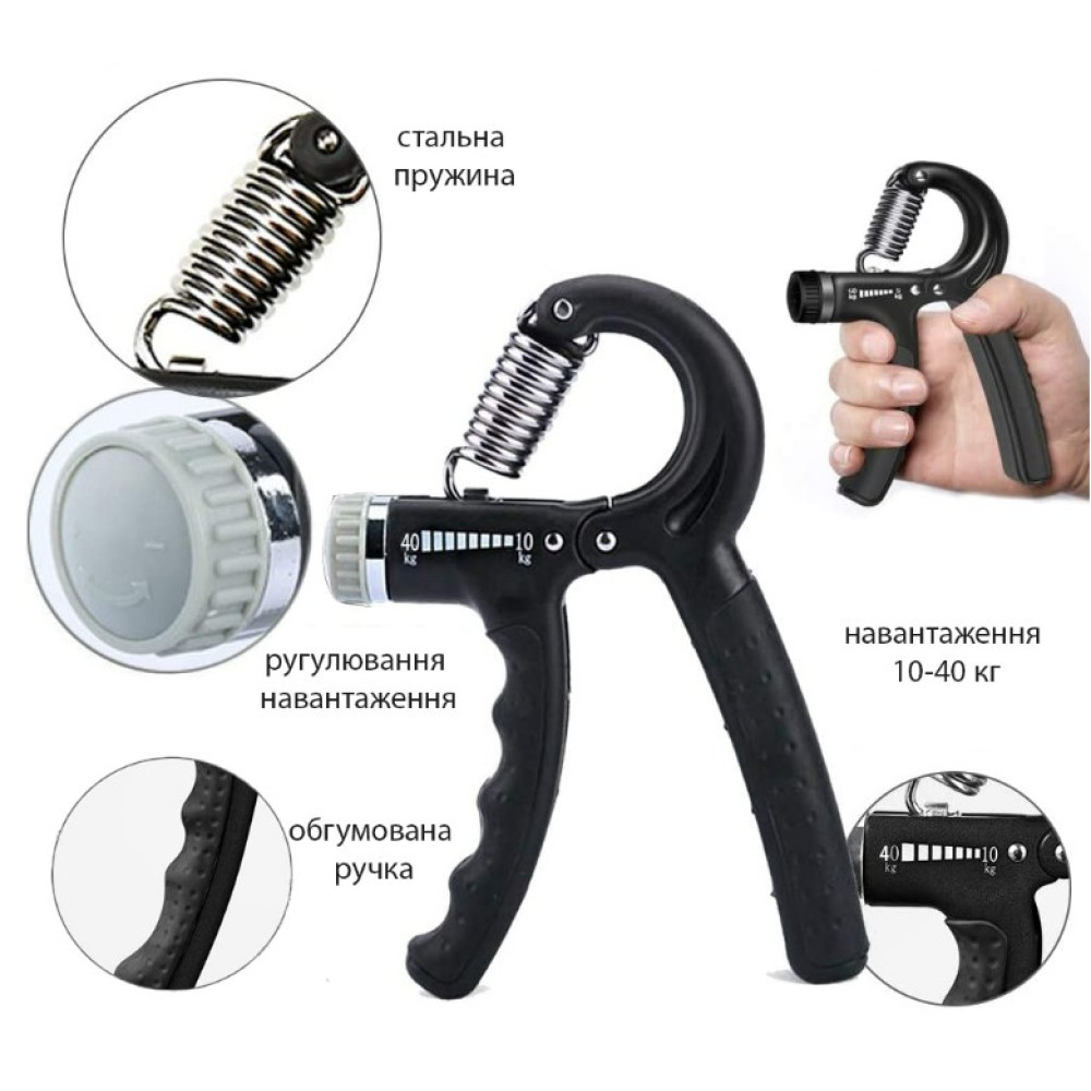 Еспандер кистьовий пружинний з регульованим навантаженням Newt Power Grip Pro CM синьо-чорний NE-W-66-BLB