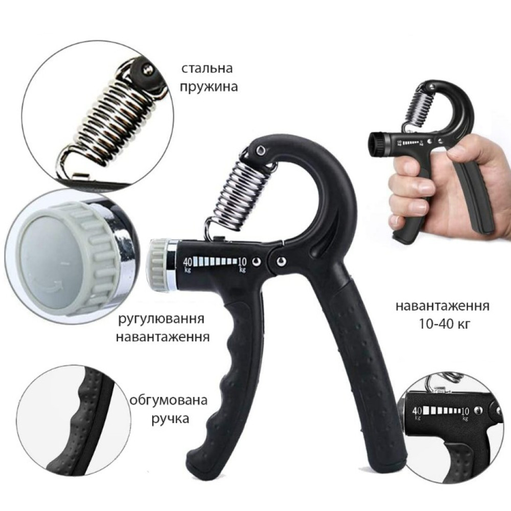 Еспандер кистьовий пружинний з регульованим навантаженням Newt Power Grip Pro CM 10-40 помаранчево-чорний NE-W-66-BOR