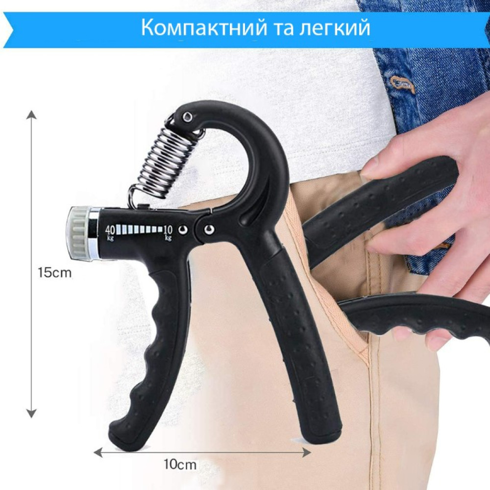 Еспандер кистьовий пружинний з регульованим навантаженням Newt Power Grip Pro CM 10-40 помаранчево-чорний NE-W-66-BOR