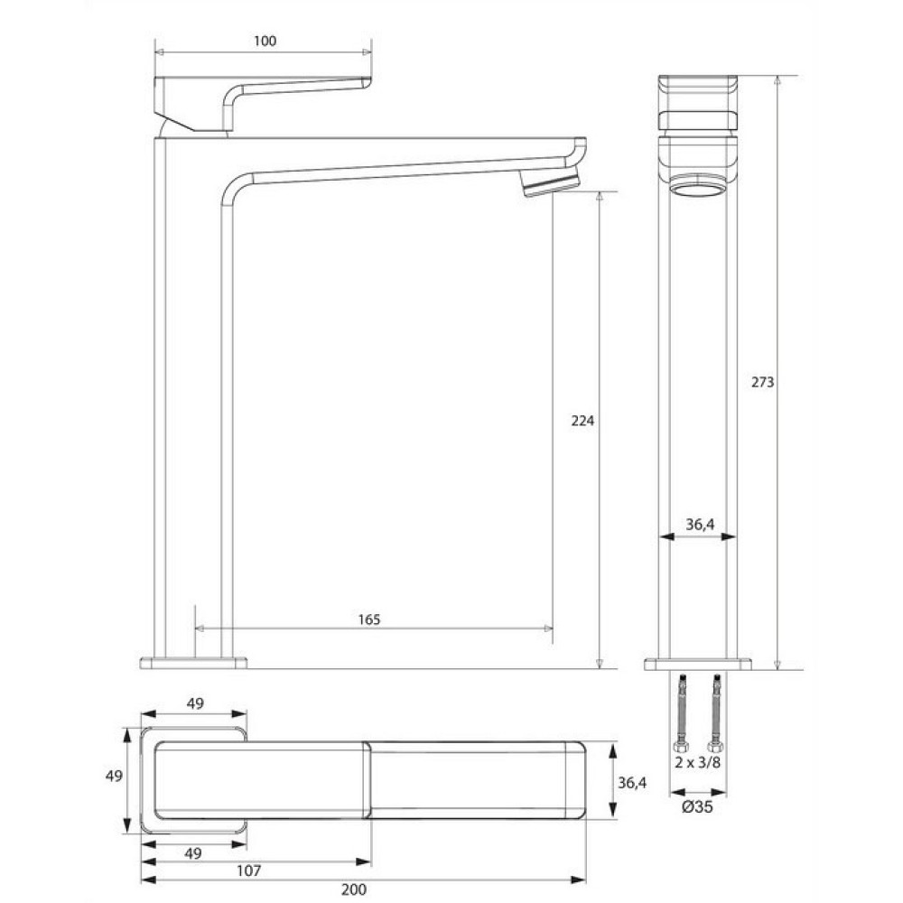 Смеситель для раковины Omnires Parma grafit (PM7412GR)