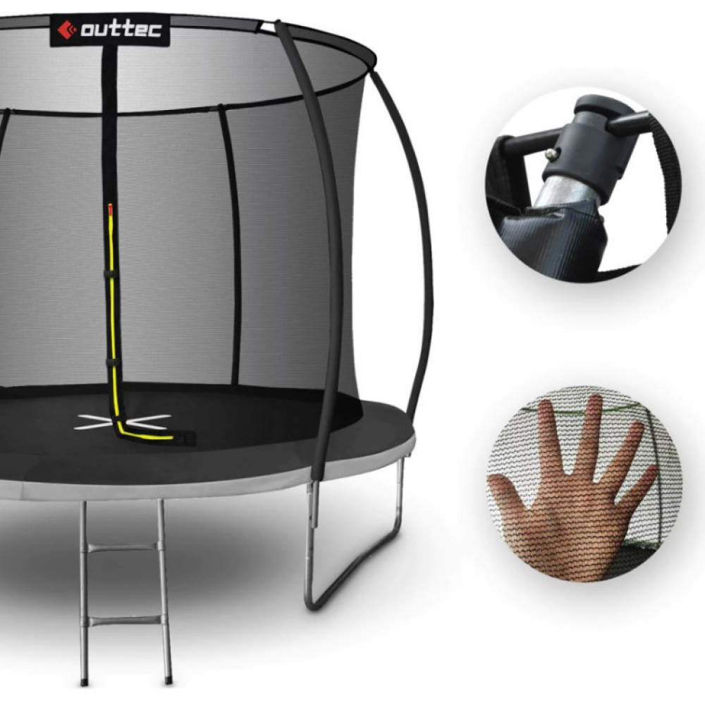 Батут із внутрішньою сіткою Outtec Pumpkin 8 футів 252 см чорно-сірий (V386843)