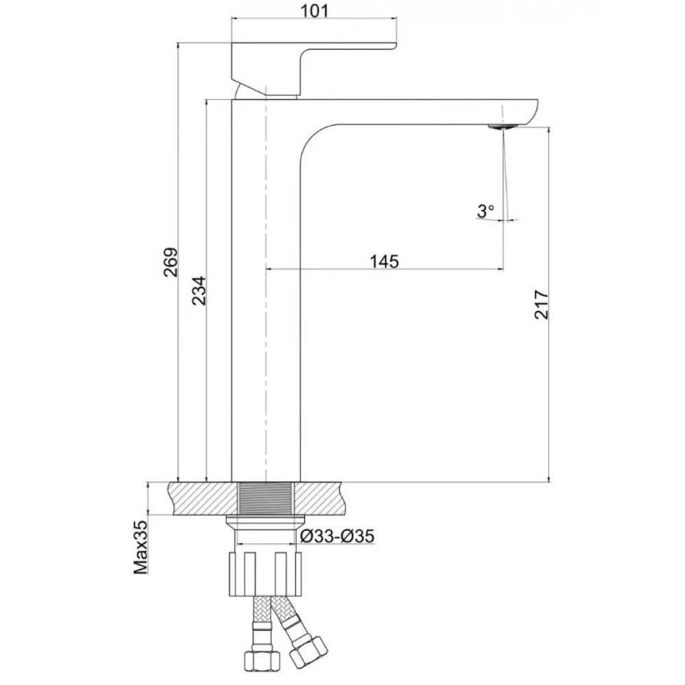 Змішувач для умивальника PERLA Elis (PSH503GM-B)