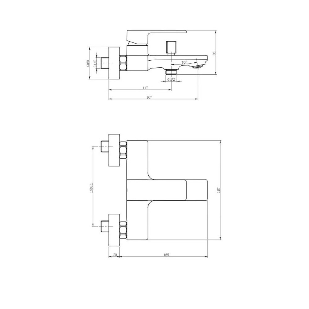 Змішувач для ванни PERLA Robin (PBZ6204W)