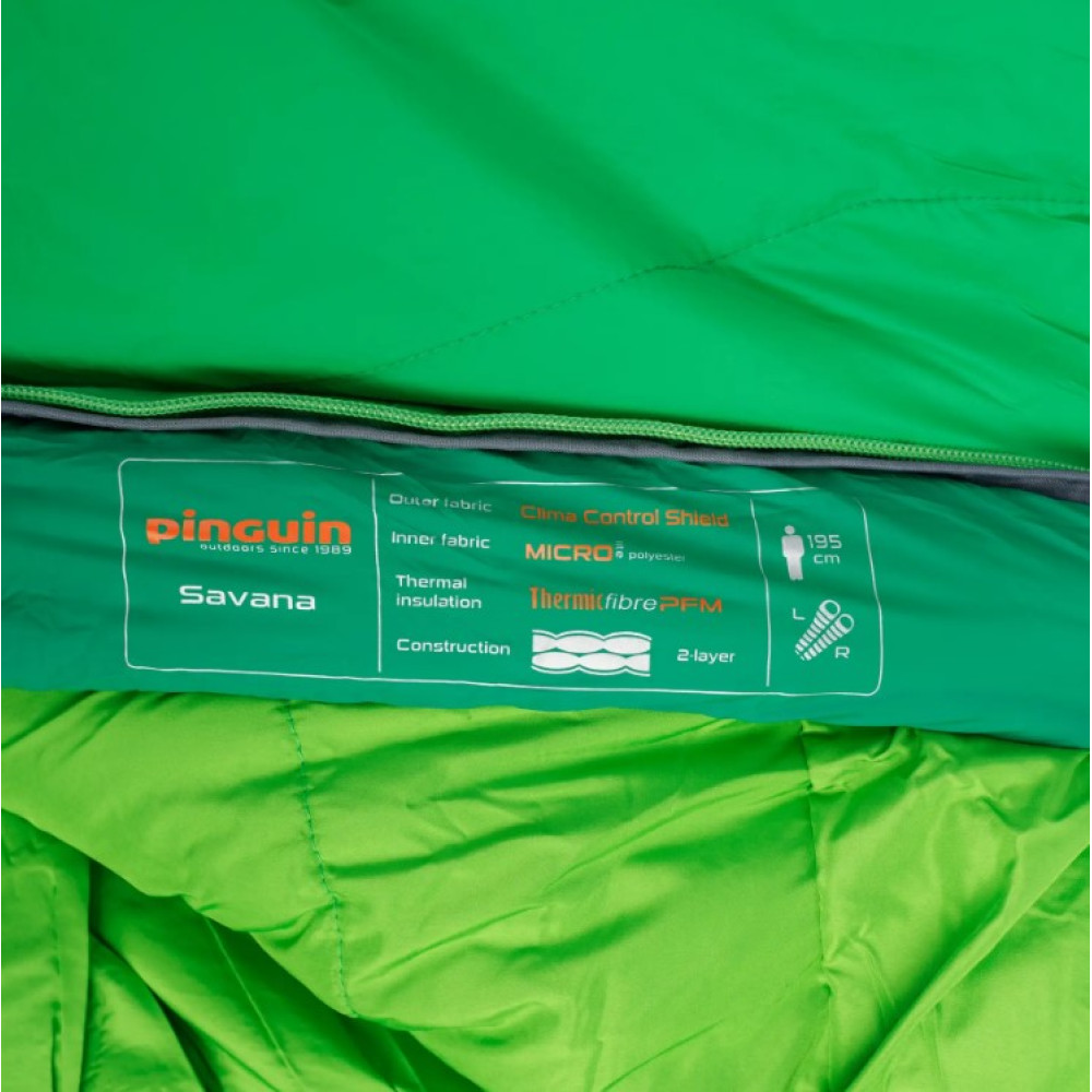 Спальний мішок Pinguin Savana (5/0°C), 195 см - Left Zip, Green (PNG 236347) 2020