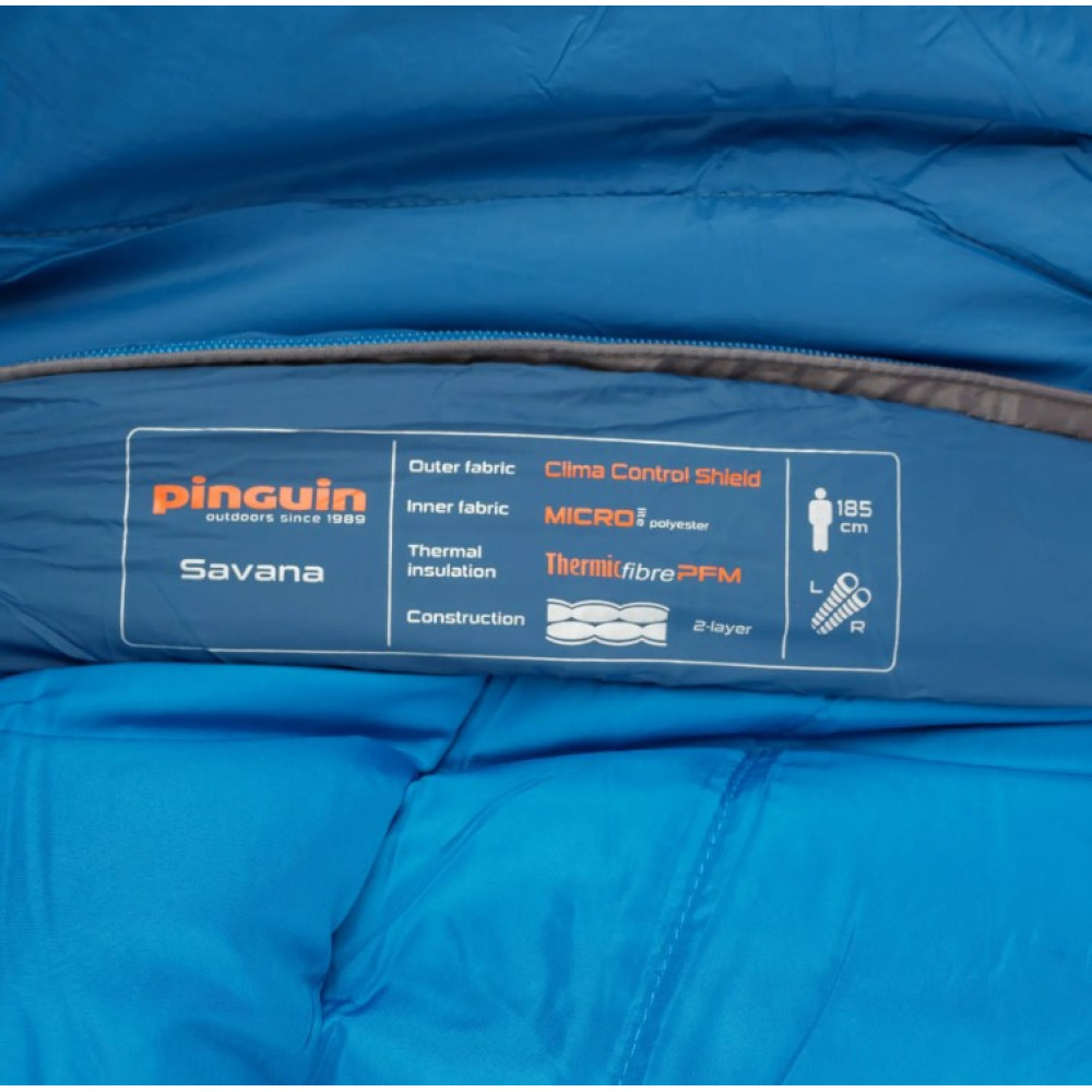 Спальний мішок Pinguin Savana (5/0°C), 195 см - Left Zip, Blue (PNG 236354) 2020