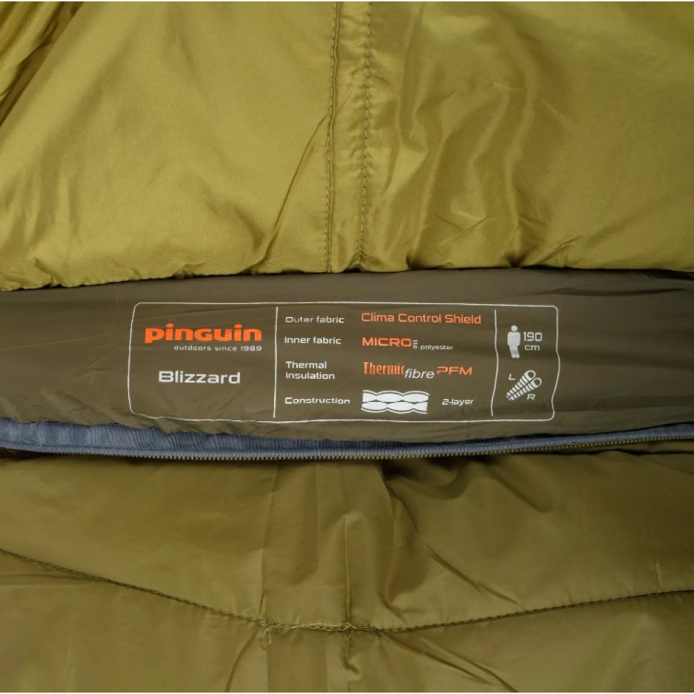Спальний мішок Pinguin Blizzard (4/-1°C), 190 см (Wide) - Left Zip, Khaki (PNG 239744) 2020