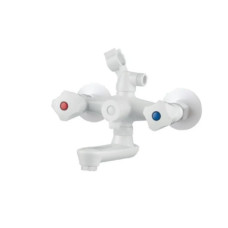 Смеситель для ванны Plamix OMEGA-142 EURO SET WHITE (со шлангом, лейкой и кронштейном) (MX9699)