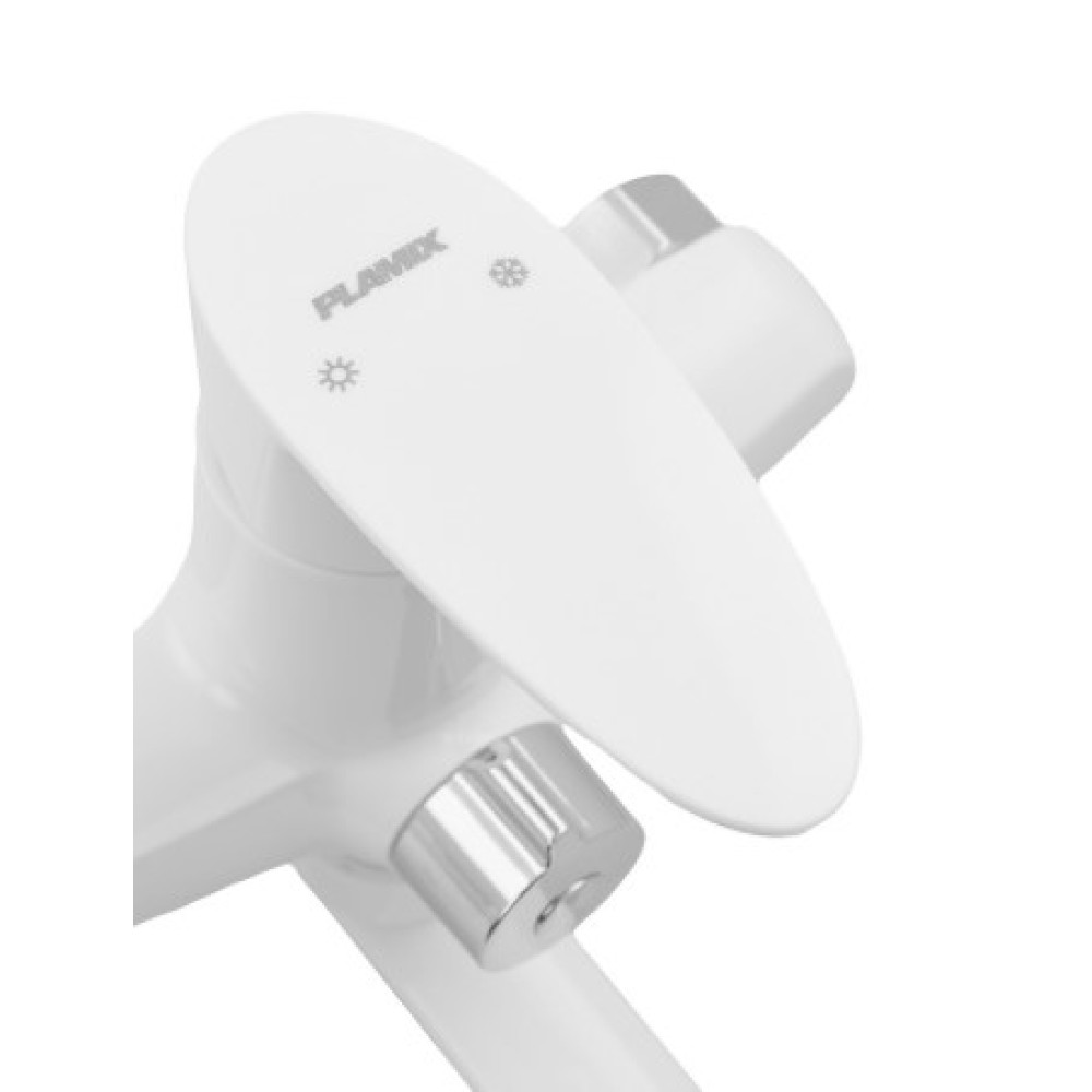 Смеситель для ванны Plamix Cezar-006 EURO SET White (со шлангом, лейкой и кронштейном) (PM0666)
