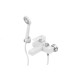 Змішувач для ванни Plamix Kubus-009 EURO SET White (з шлангом, лійкою та кронштейном) (PM0673)