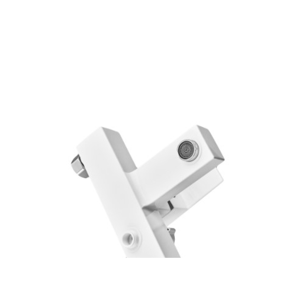 Змішувач для ванни Plamix Kubus-009 EURO SET White (з шлангом, лійкою та кронштейном) (PM0673)