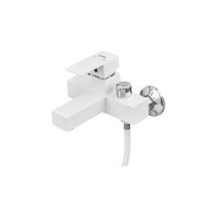 Смеситель для ванны Plamix Kubus-009 EURO SET White (со шлангом, лейкой и кронштейном) (PM0673)