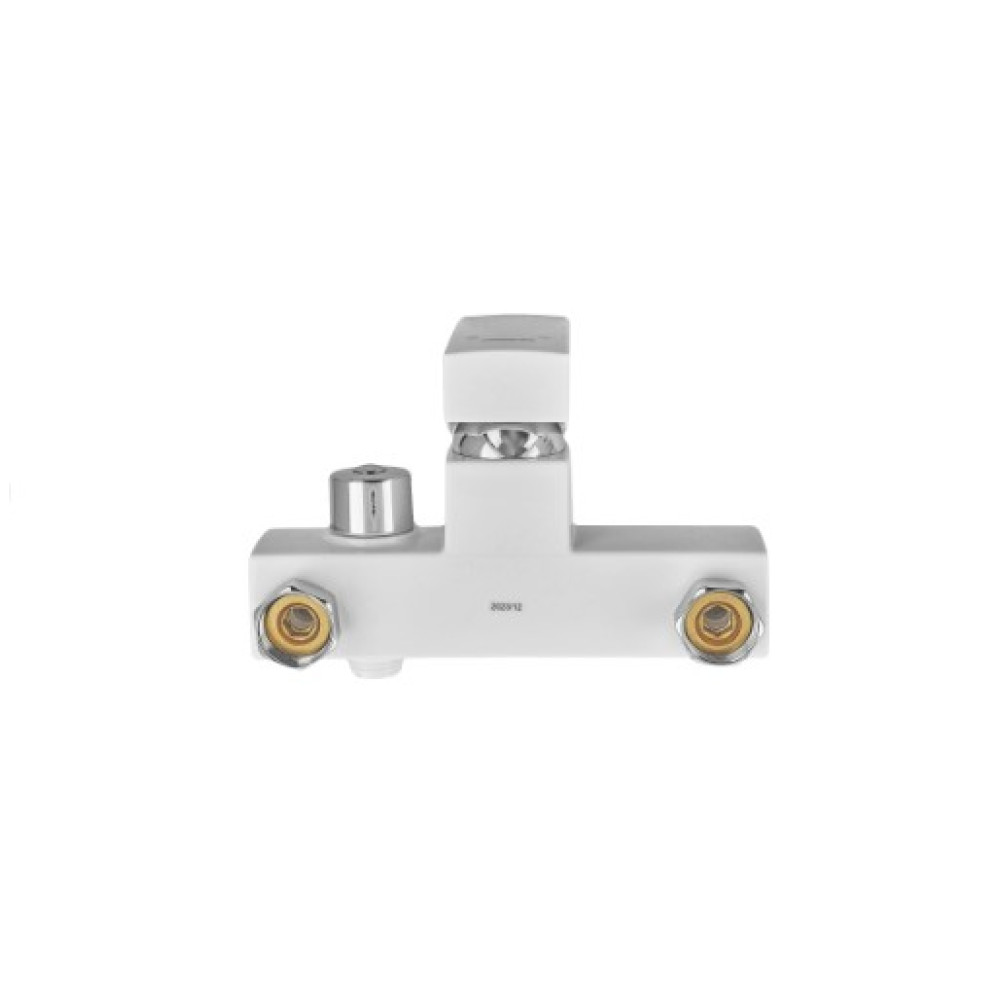 Змішувач для ванни Plamix Kubus-009 EURO SET White (з шлангом, лійкою та кронштейном) (PM0673)