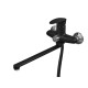 Змішувач для ванни Plamix CEZAR-006 EURO SET Matte black, зі шлангом, лійкою та кронштейном (PM0690)