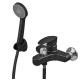 Змішувач для ванни Plamix CEZAR-009 EURO SET Matte black, зі шлангом, лійкою та кронштейном (PM0693)