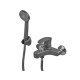 Змішувач для ванни Plamix CEZAR-009 EURO SET Graphite, зі шлангом, лійкою та кронштейном (PM0694)