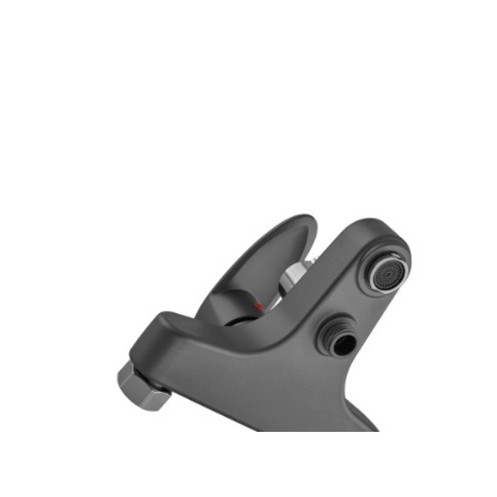 Змішувач для ванни Plamix CEZAR-009 EURO SET Graphite, зі шлангом, лійкою та кронштейном (PM0694)