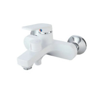 Змішувач для ванни Plamix Lucas-009 EURO SET White з шлангом, лійкою та кронштейном (PM0708)