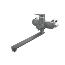 Смеситель для ванной Plamix Lucas-006 Euro SET Graphite (со шлангом, воронкой и кронштейном) (PM6101)